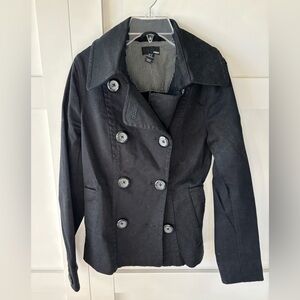 Black Denim Pea Coat